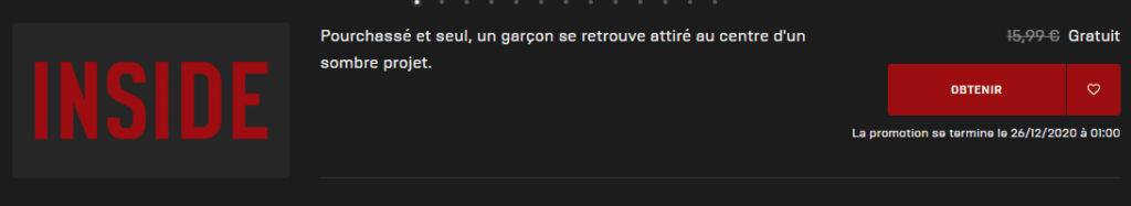 Inside gratuit, Misplay, epic games, jeu gratuit, offre, bons plans