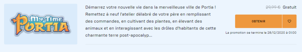 My Time At Portia gratuit ! Rendez-vous sur l’Epic Store afin d’obtenir votre copie gratuite du jeu à l’univers aussi sombre qu’intriguant. Attention, vous avez moins de 24 heures pour le récupérer.