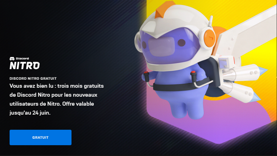 Bons plans, discord nitro gratuit, 3 mois discord nitro gratuit, epic games, epic store, discord gratuit, discord nitro gratuit pendant trois mois, bon plan