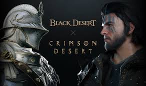 Deux personnages de crimson desert et black desert pour representer la collaboration entre les deux titres