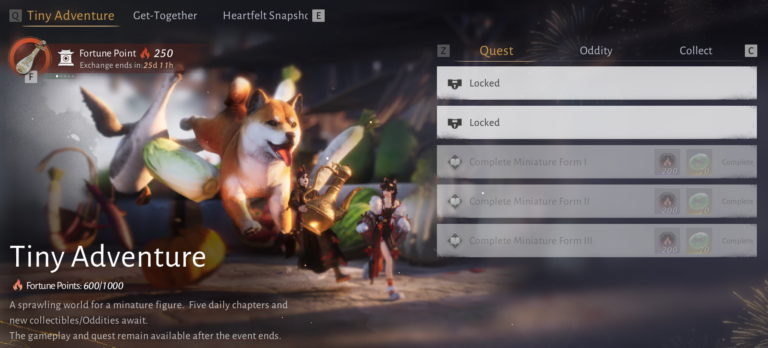 Page de l'evenement Tiny Adventure sur where winds meet