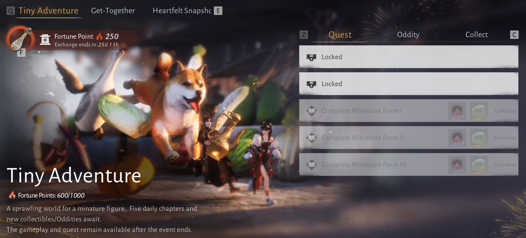 Page de l'evenement Tiny Adventure sur where winds meet