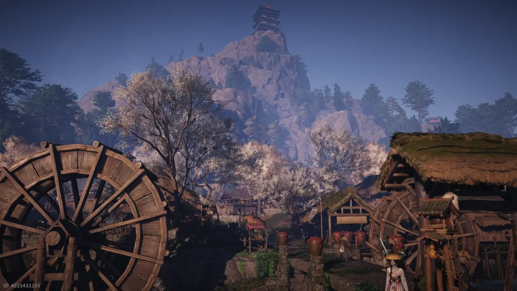 Vue sur l'un des villages de Qinghe dans Where Winds Meet